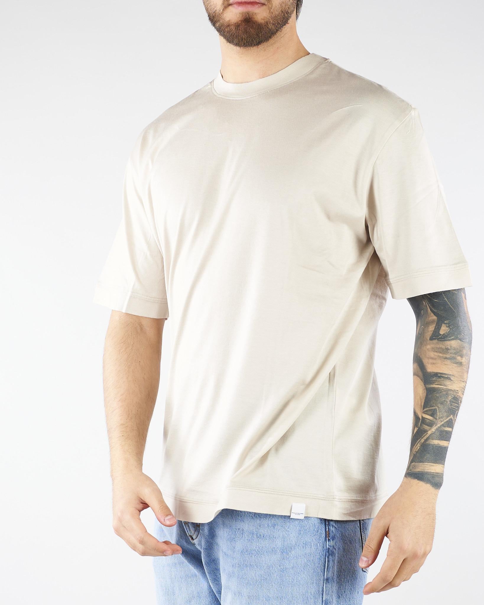 T-shirt Beige in jersey lucido F0134054 1420 PAOLO PECORA 