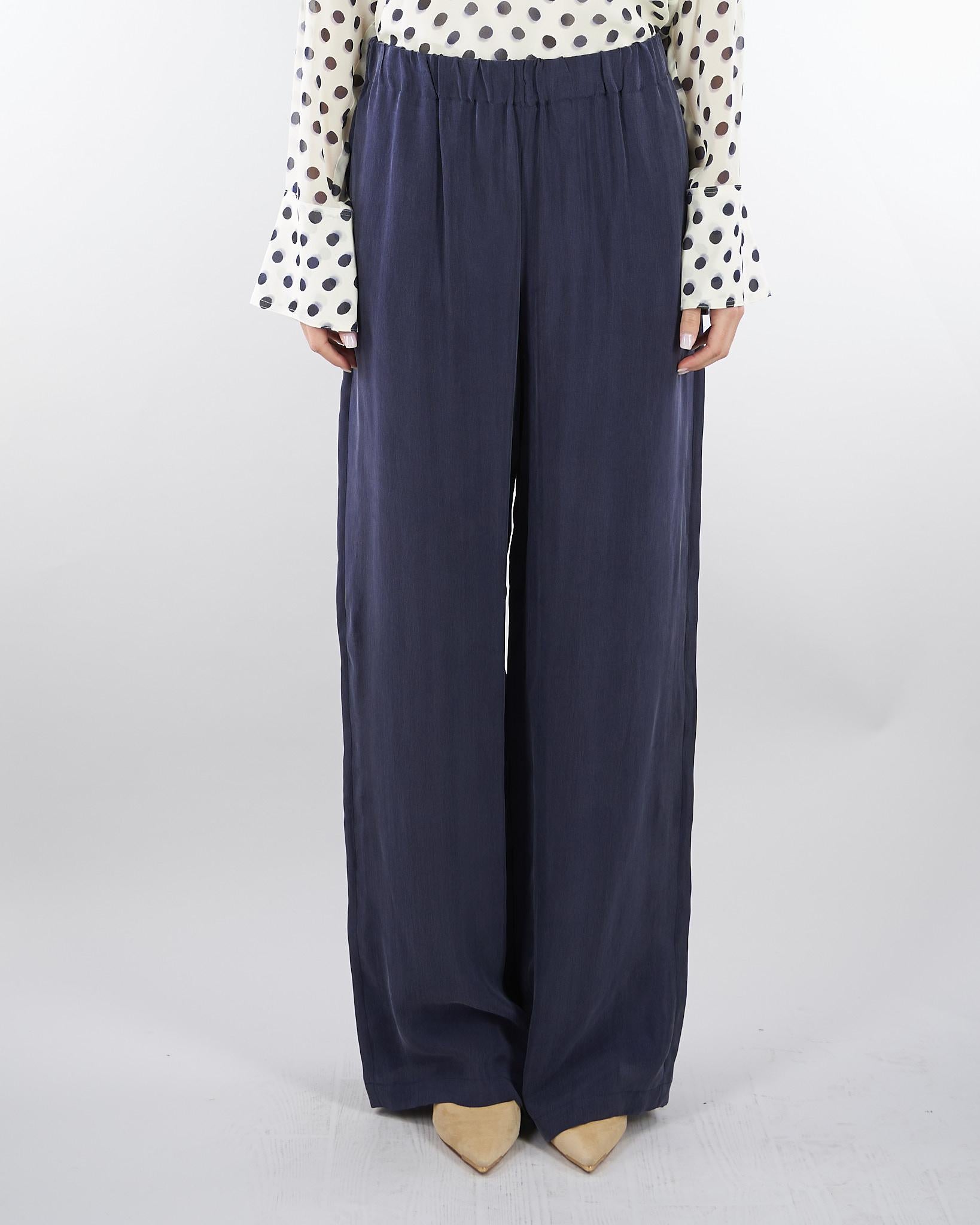 Pantaloni Blu ampi in tessuto fluido PBBUNDICI 3 PENNY BLACK 