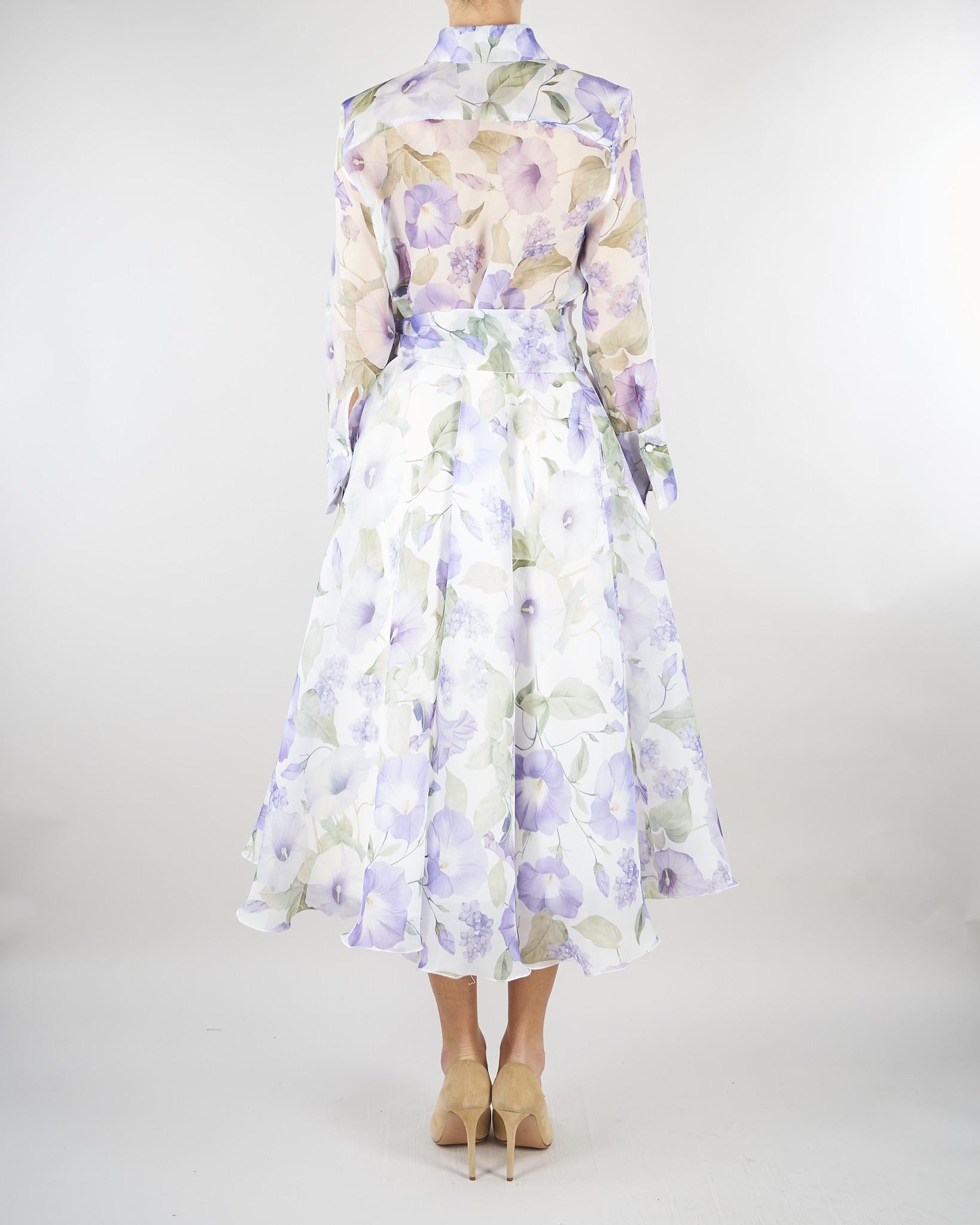 Abito Bianco-Lilla a fantasia floreale AT149 74 ATELIER LEGORA 