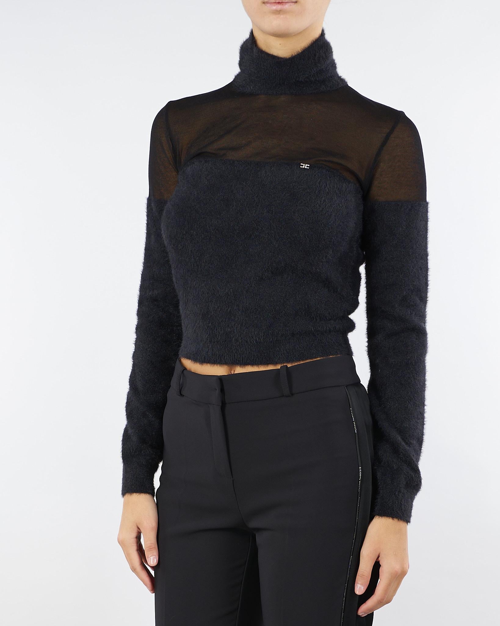 Dolcevita Nero in maglia con logo gioiello MK54T57E2 110 ELISABETTA FRANCHI 