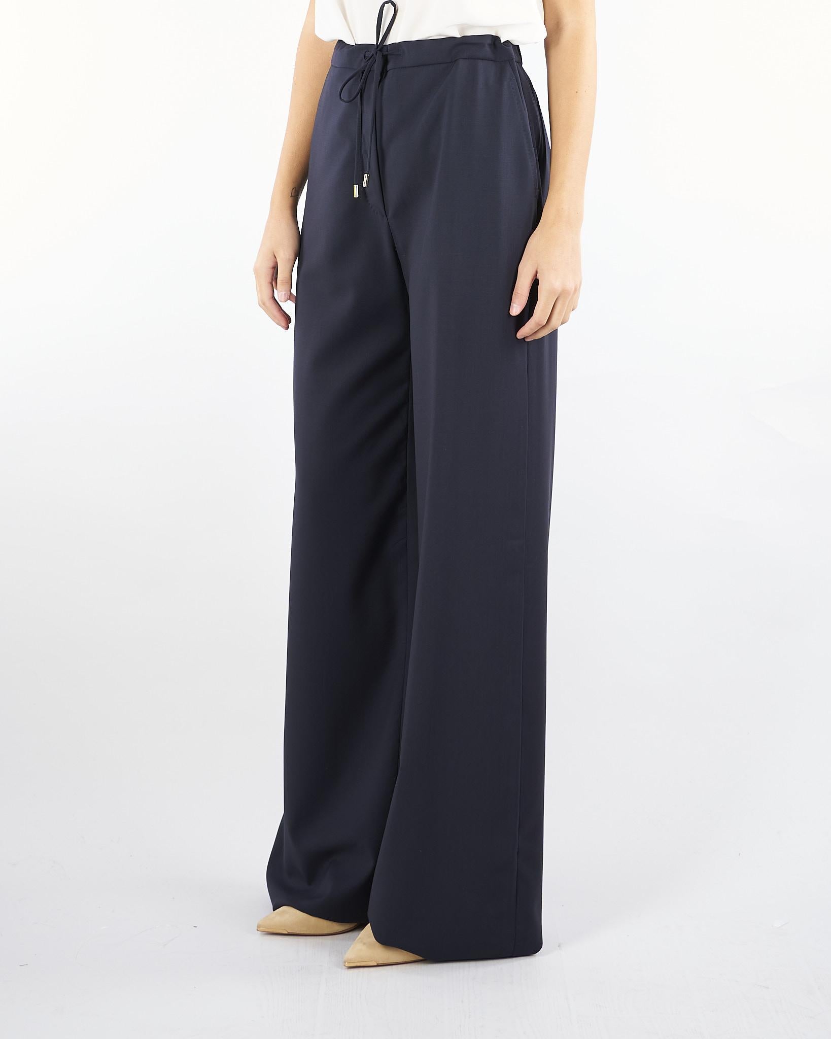 Pantalone Blu con coulisse in lana BERARD 8 MAX MARA STUDIO 