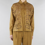 Camicia Senape boxy in tela ramié con ricamo MSTCALI 53 MAX MARA STUDIO 