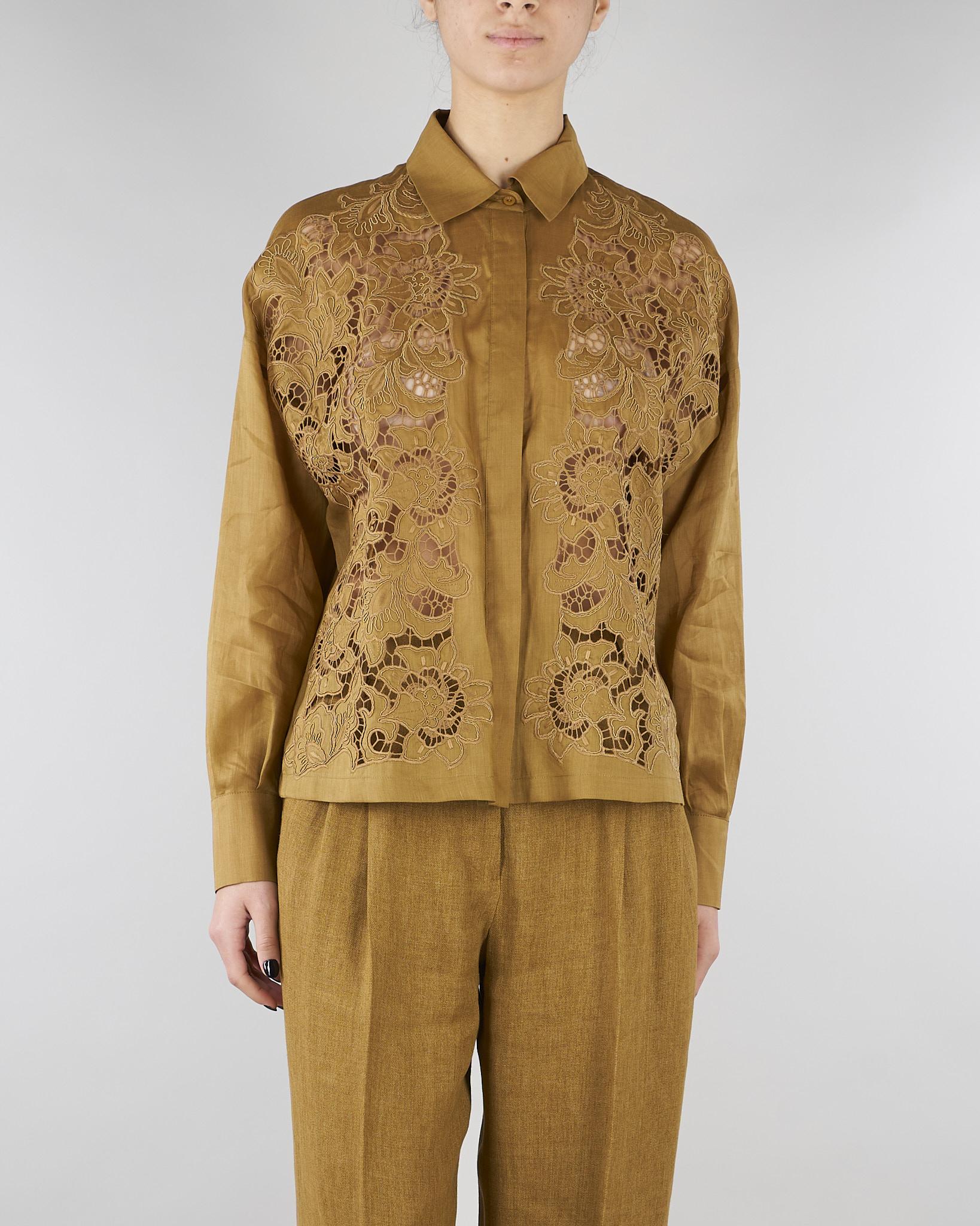 Camicia Senape boxy in tela ramié con ricamo MSTCALI 53 MAX MARA STUDIO 