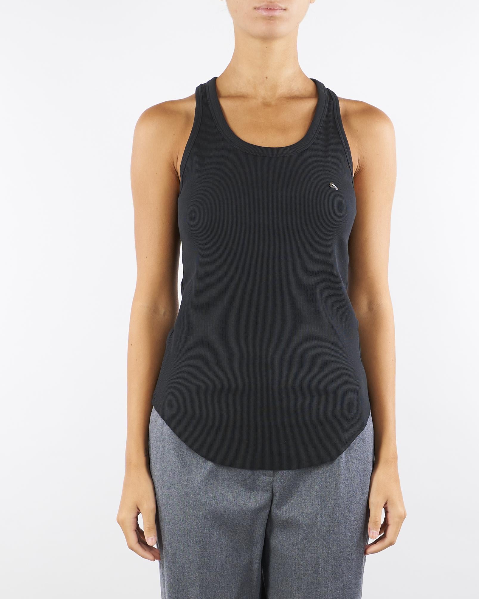 Top Nero a costine con logo 452MS01 11 CYCLE 