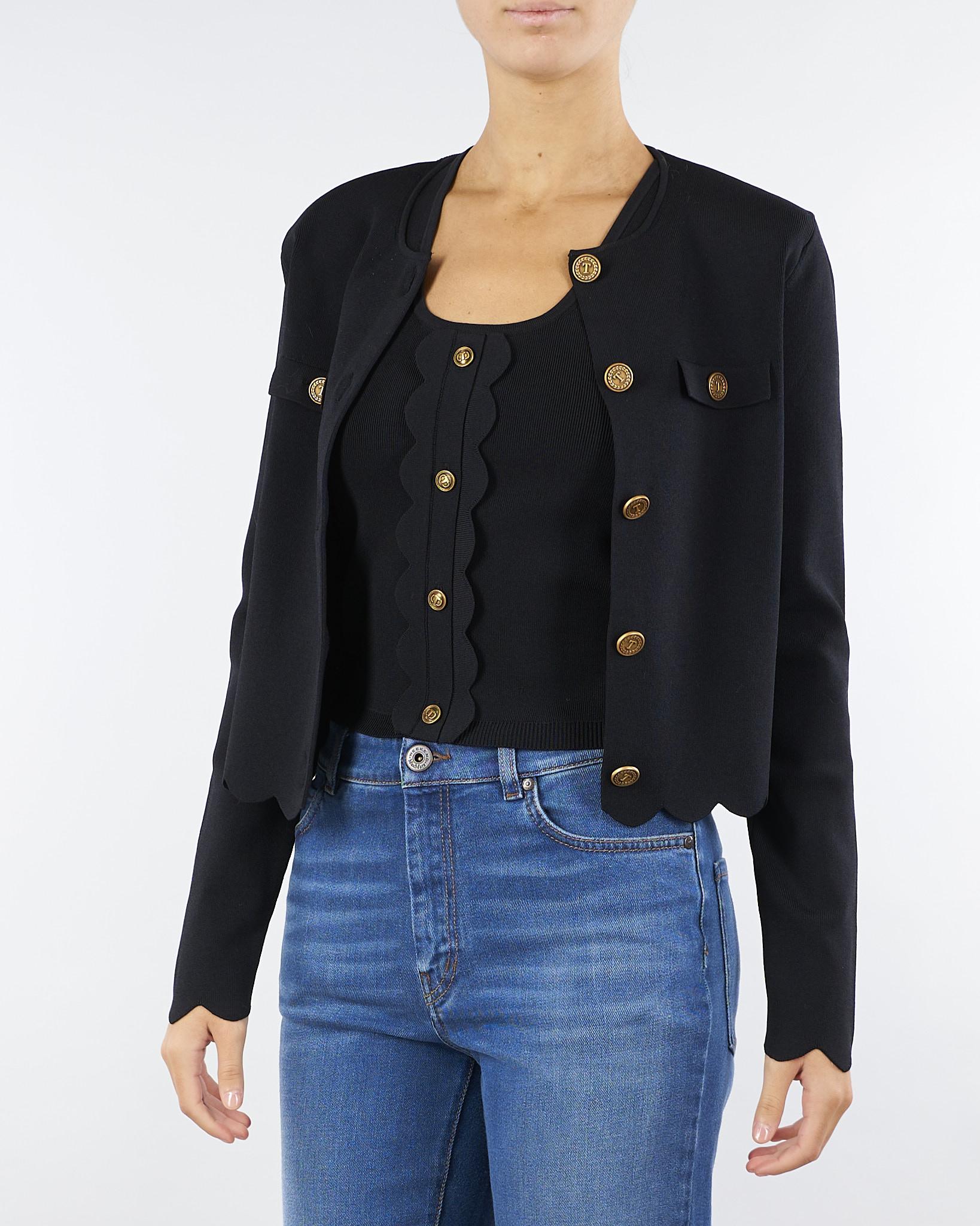 Cardigan Nero con bottoni logati Gold TP320A 6 TWIN SET 