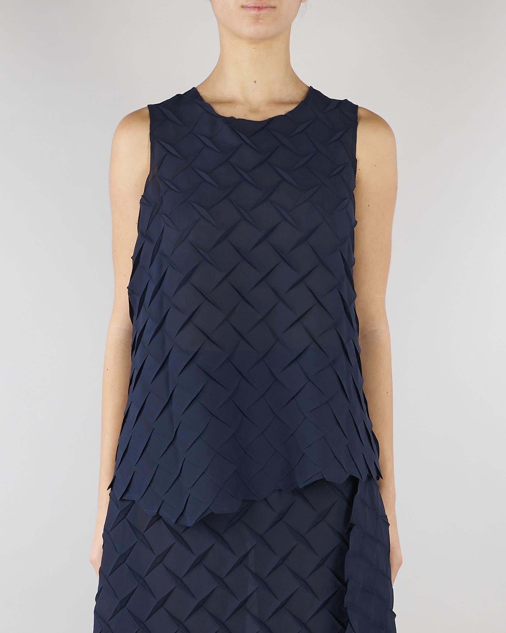 Top jacquard Blu con fondo asimmetrico M6EY12 880 MEIMEIJ 