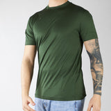 T-shirt Verde in misto lyocell e cotone con logo al fondo EM006691AF10017 U7263 EMPORIO ARMANI 