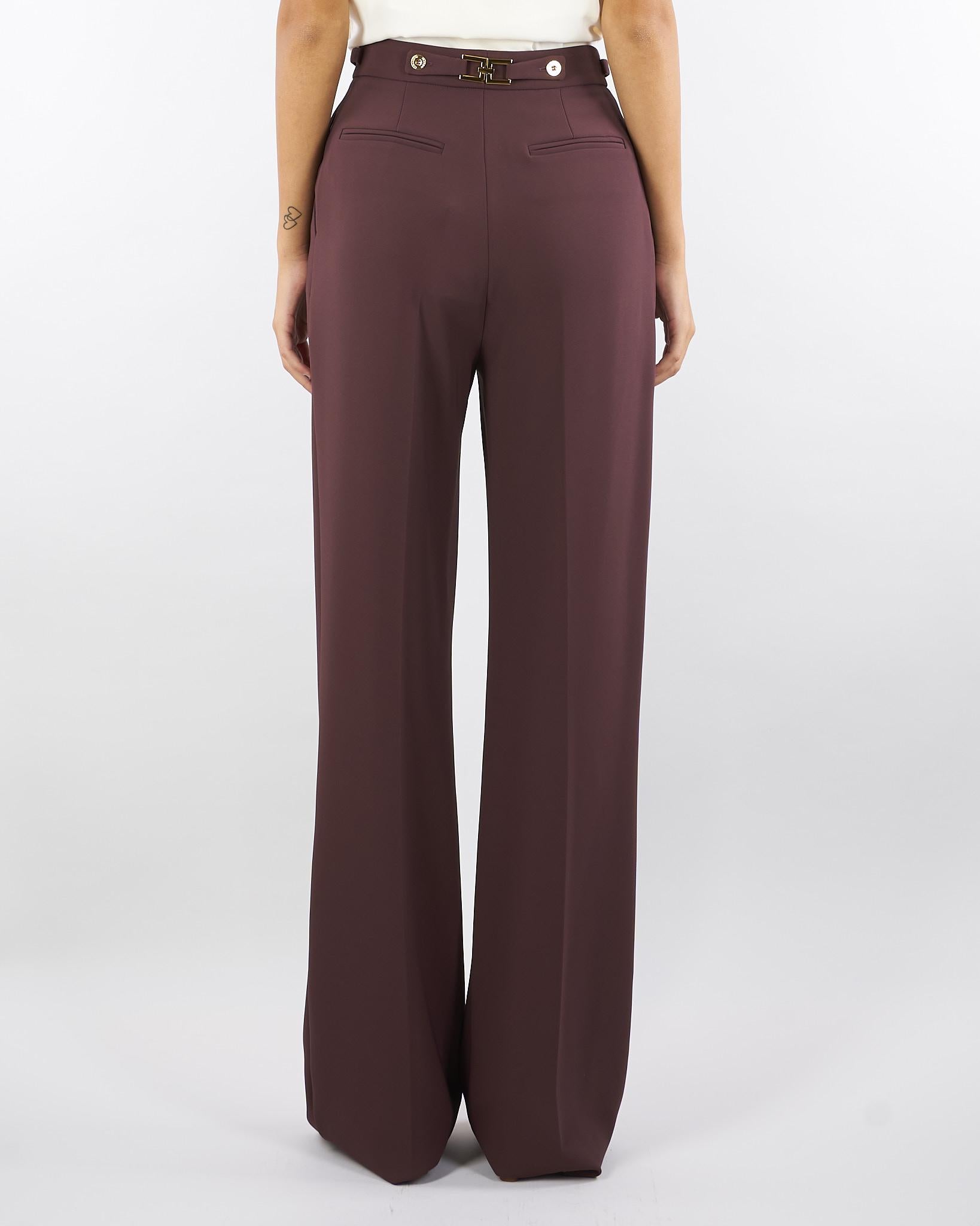 Pantaloni Merlot in crêpe con accessorio gioiello PA09956E2 EA4 ELISABETTA FRANCHI 
