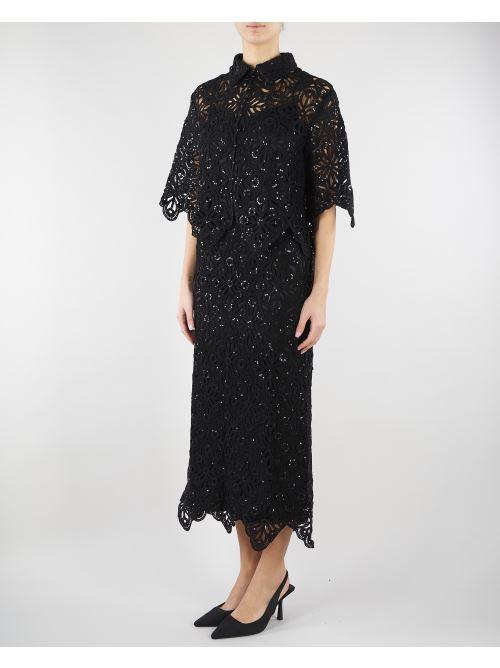 Gonna Nero in macramè con paillettes PBPPANDA 2 PENNY BLACK 