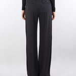 Pantaloni Nero in crêpe leggero con dettagli smoking PA12656E2 110 ELISABETTA FRANCHI 