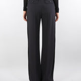 Pantaloni Nero in crêpe leggero con dettagli smoking PA12656E2 110 ELISABETTA FRANCHI 