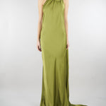 Abito Verde in satin con fiore AT132 36 ATELIER LEGORA 