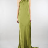 Abito Verde in satin con fiore AT132 36 ATELIER LEGORA 