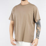 T-shirt girocollo Beige in jersey di cotone