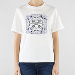 T-shirt Bianco in cotone con stampa e ricami WKDWEST 6 MAX MARA WEEKEND 