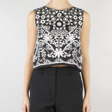 Top crop Nero-Bianco in cotone stampato WKIFANALE 1 MAX MARA WEEKEND 