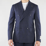 Giacca Blu microfantasia doppiopetto 27XZ932766905 01 CORNELIANI 