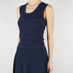 Top Blu in maglia di viscosa pointelle RA6187MA89R 93713 BLUGIRL 