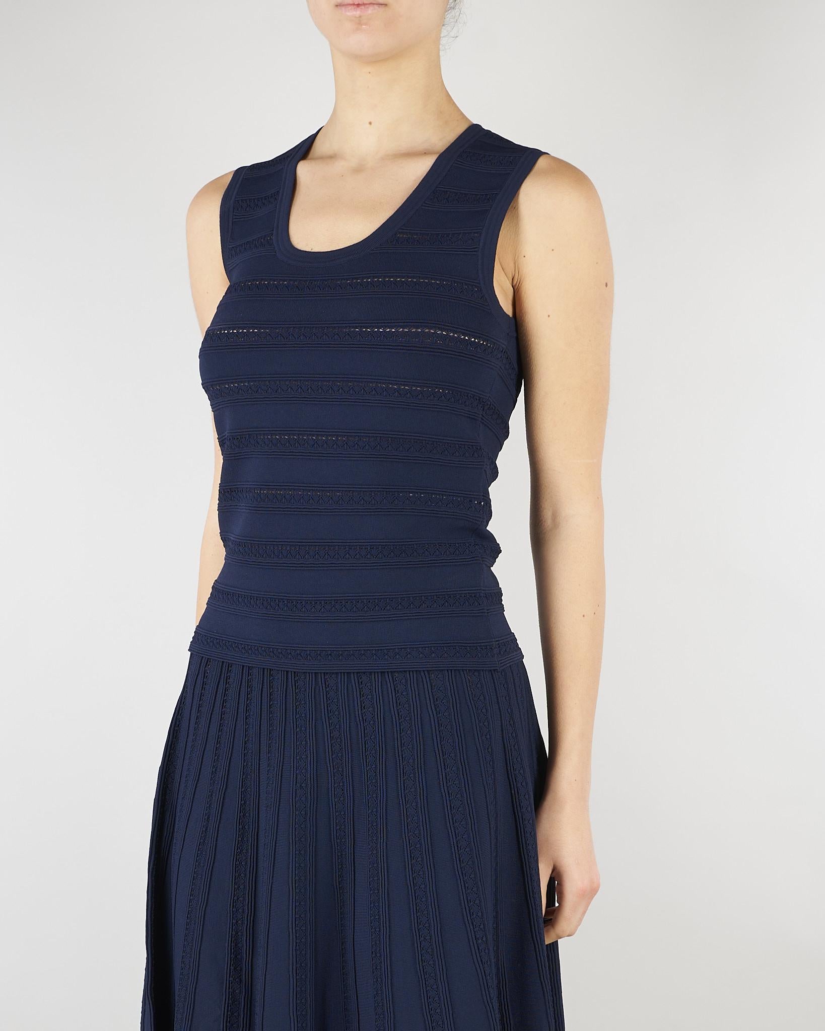 Top Blu in maglia di viscosa pointelle RA6187MA89R 93713 BLUGIRL 