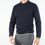 Maglia Polo Blu in lana rasata con zip EM001512AF14158 UB118 EMPORIO ARMANI 