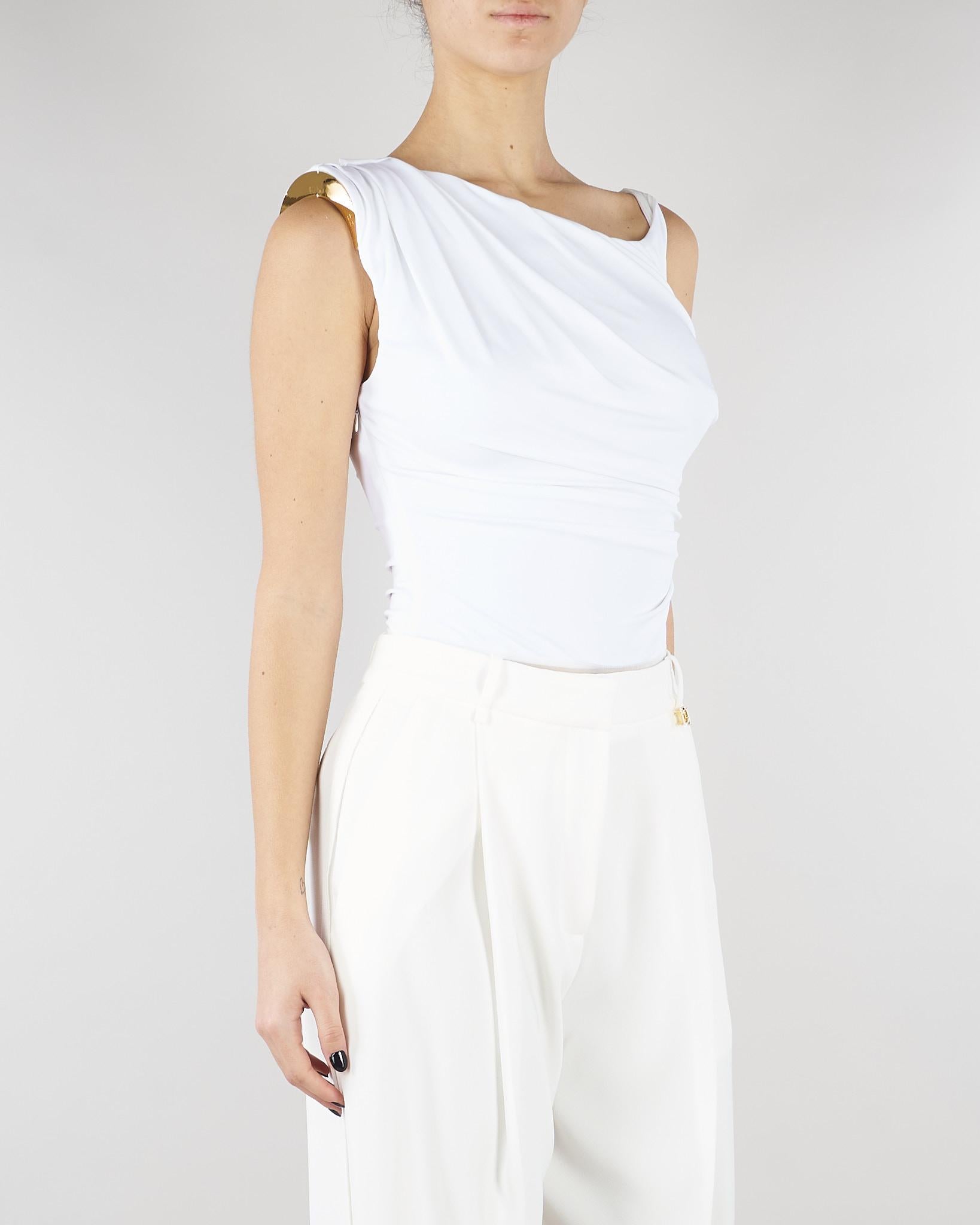 Body Avorio in jersey con spalla gioiello BO01361E2 360 ELISABETTA FRANCHI 