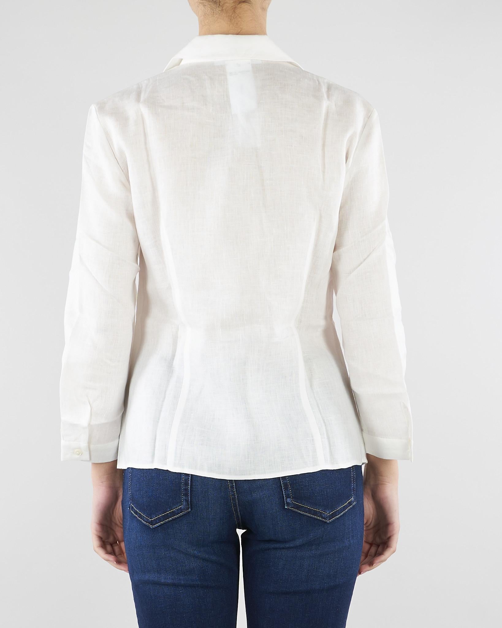 Camicia slim Bianco in puro lino PBBALCALI 1 PENNY BLACK 