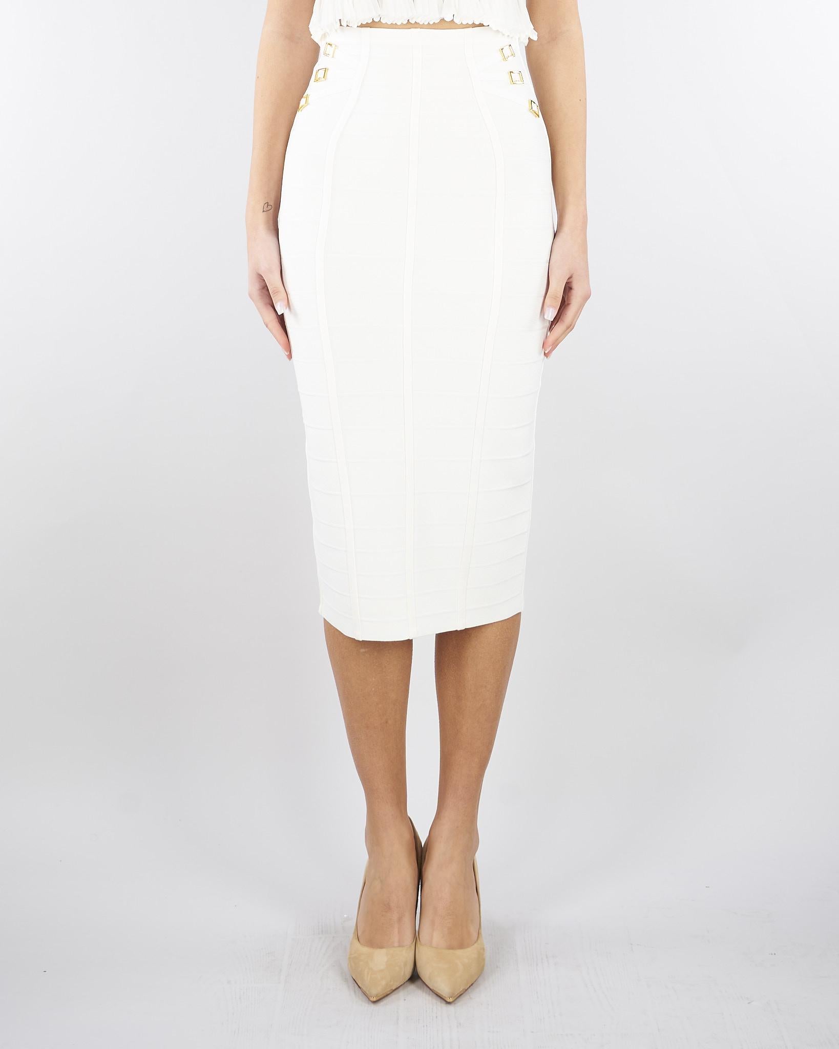 Gonna Avorio in maglia 3D<BR/> GK30D62E2 360 ELISABETTA FRANCHI 