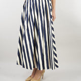 Gonna a pieghe Blu-Panna in popeline stampato WKDUOMO 6 MAX MARA WEEKEND 