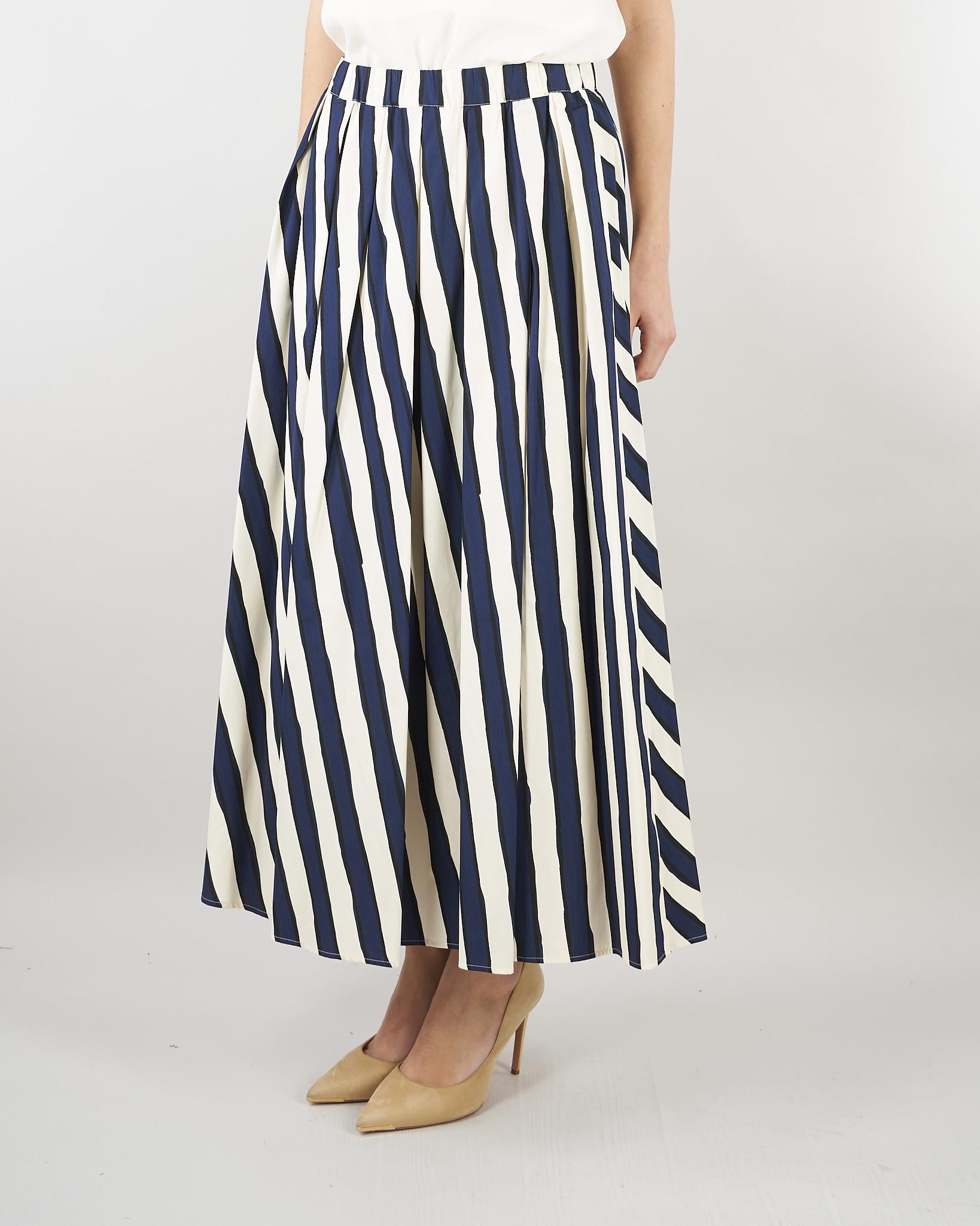 Gonna a pieghe Blu-Panna in popeline stampato WKDUOMO 6 MAX MARA WEEKEND 