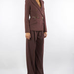 Pantaloni Coffee in crêpe leggero con pinces PA12556E2 EA3 ELISABETTA FRANCHI 