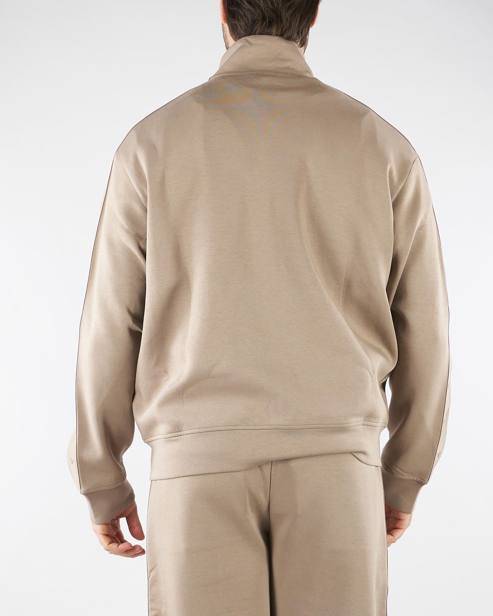 Felpa Beige full zip in double jersey con banda logata EM005222AF10013 U6107 EMPORIO ARMANI 