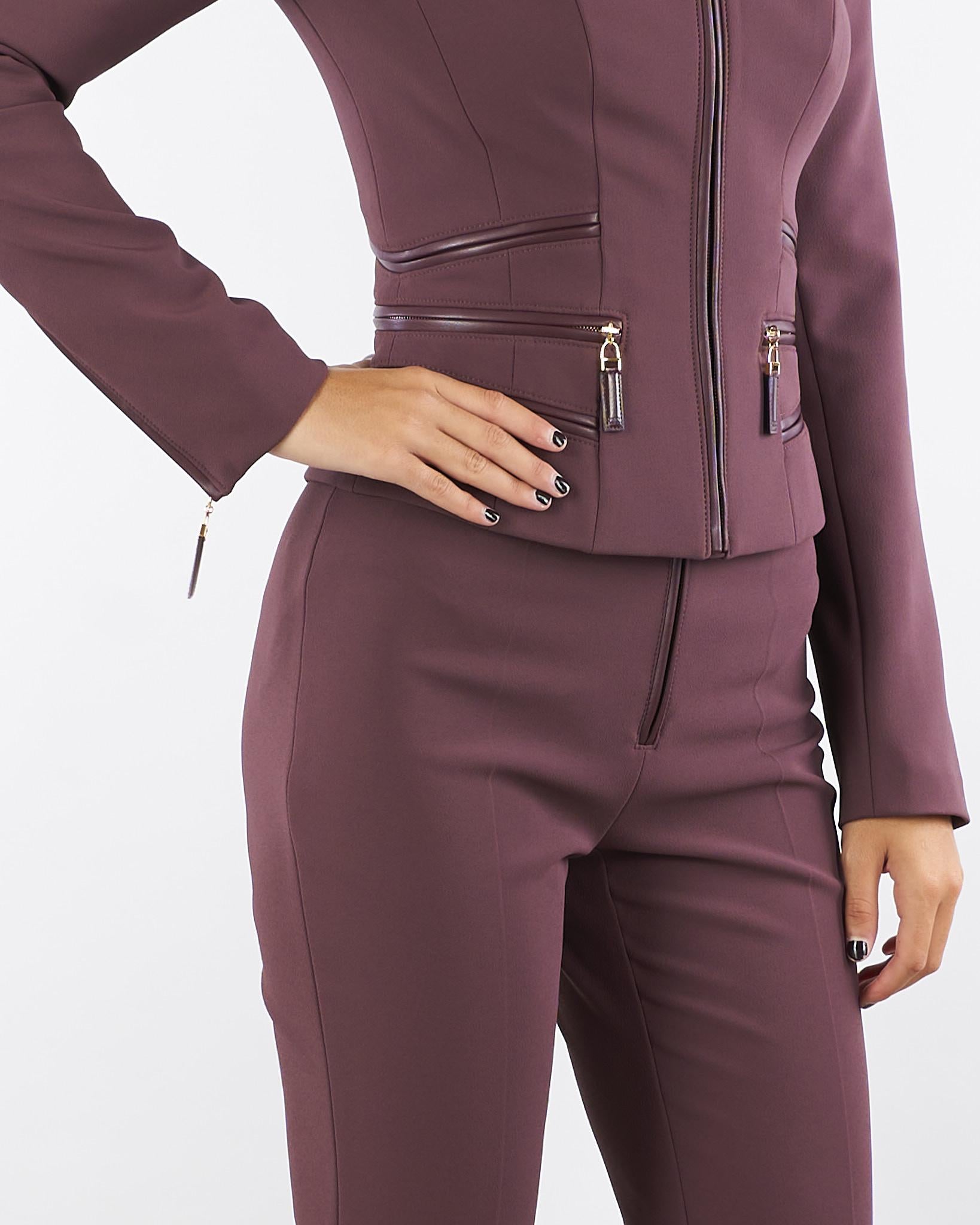 Giacca Merlot in doppio crêpe con dettagli zip GI17356E2 EA4 ELISABETTA FRANCHI 