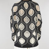 Blusa Nero-Bianco con ricami D3209763 01 CLIPS 