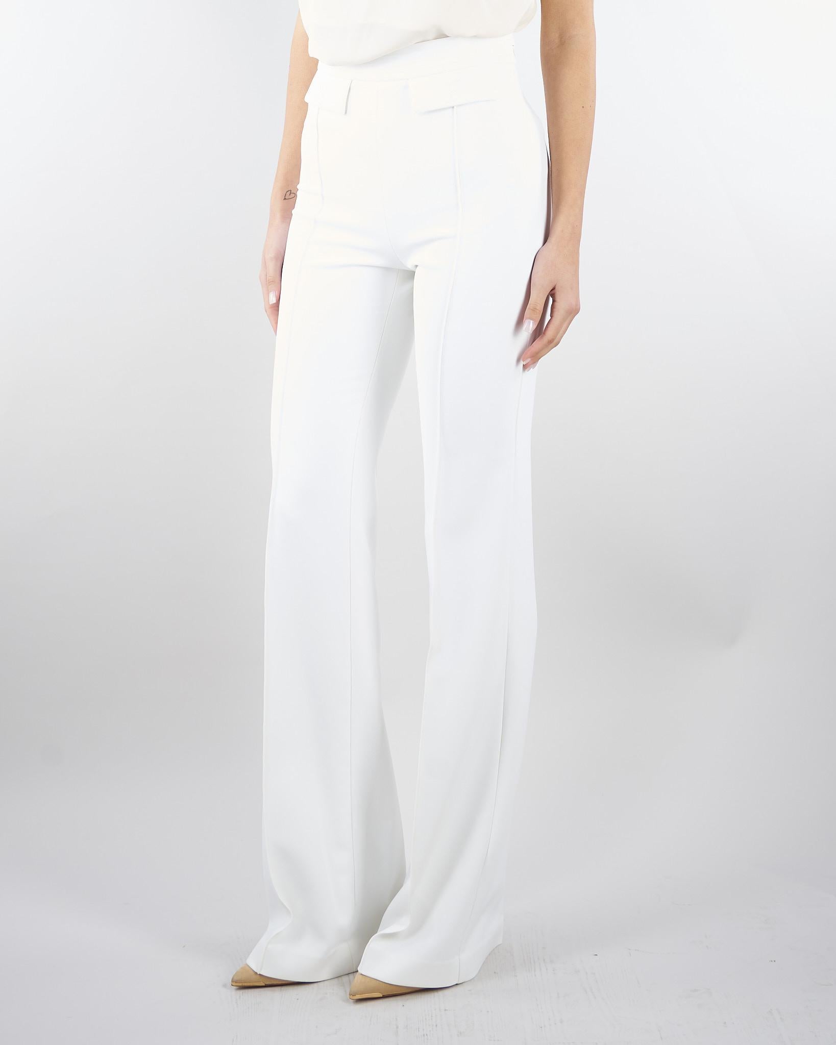 Pantaloni Avorio in doppio crêpe stretch con logo ricamato PA17161E2 360 ELISABETTA FRANCHI 