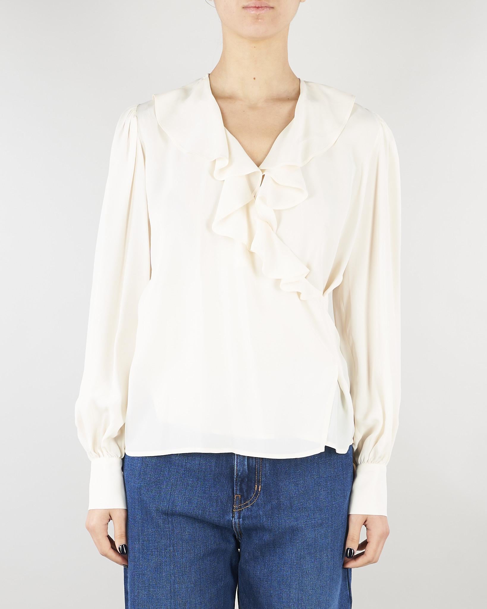 Blusa Panna in crêpe de Chine con volant TP2073 59 TWIN SET 