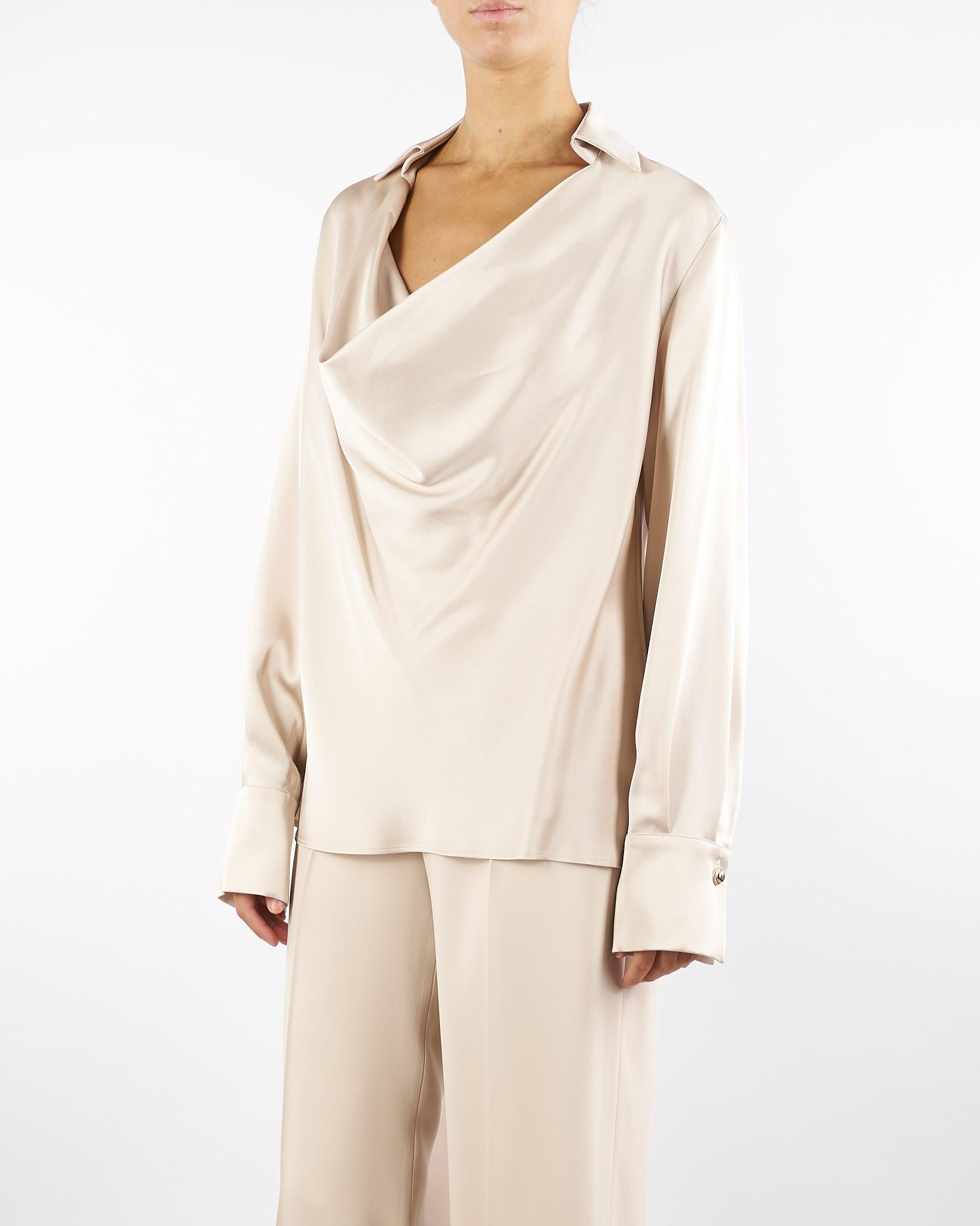 Blusa Champagne in raso con scollo morbido A3429420 91 CLIPS 