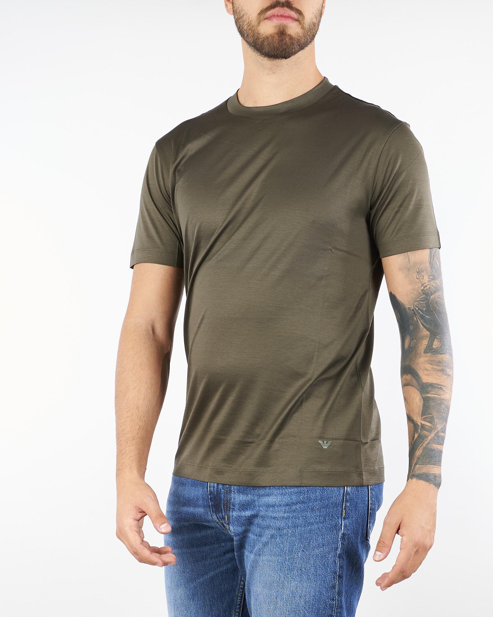 T-shirt Verde basic in misto lyocell e cotone 8N1TE81JUVZ U8120 EMPORIO ARMANI 