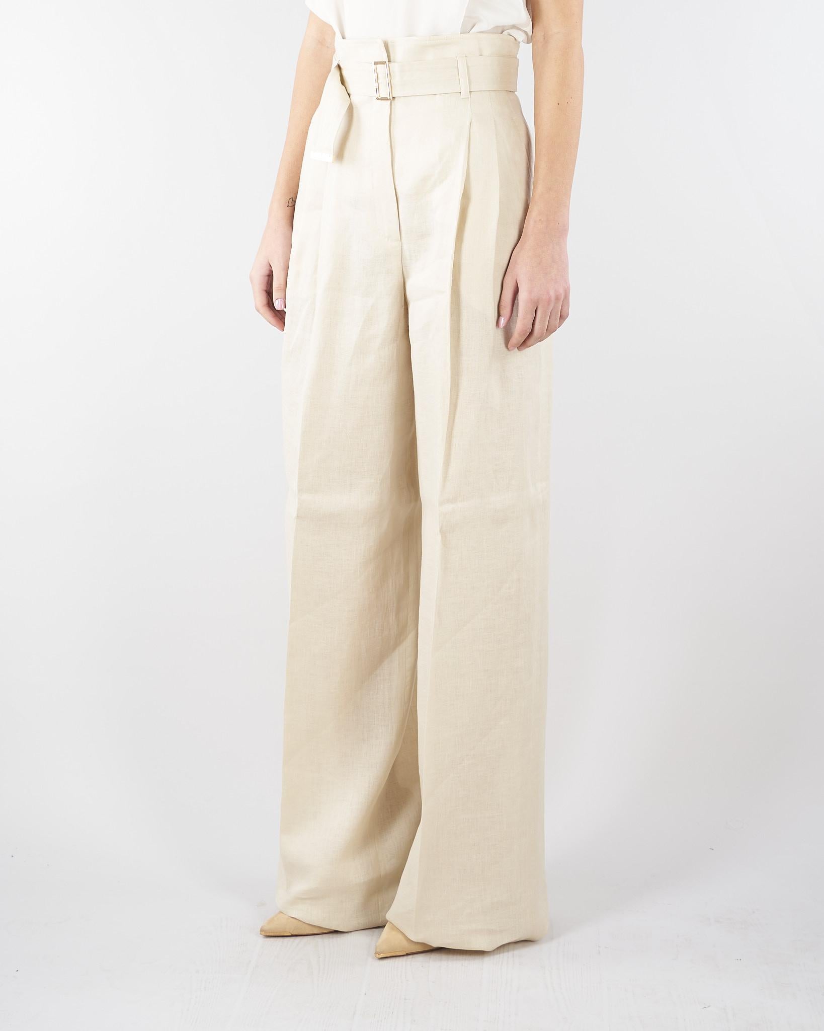 Pantalone Burro in tela di lino MSTMATERIA 7 MAX MARA STUDIO 