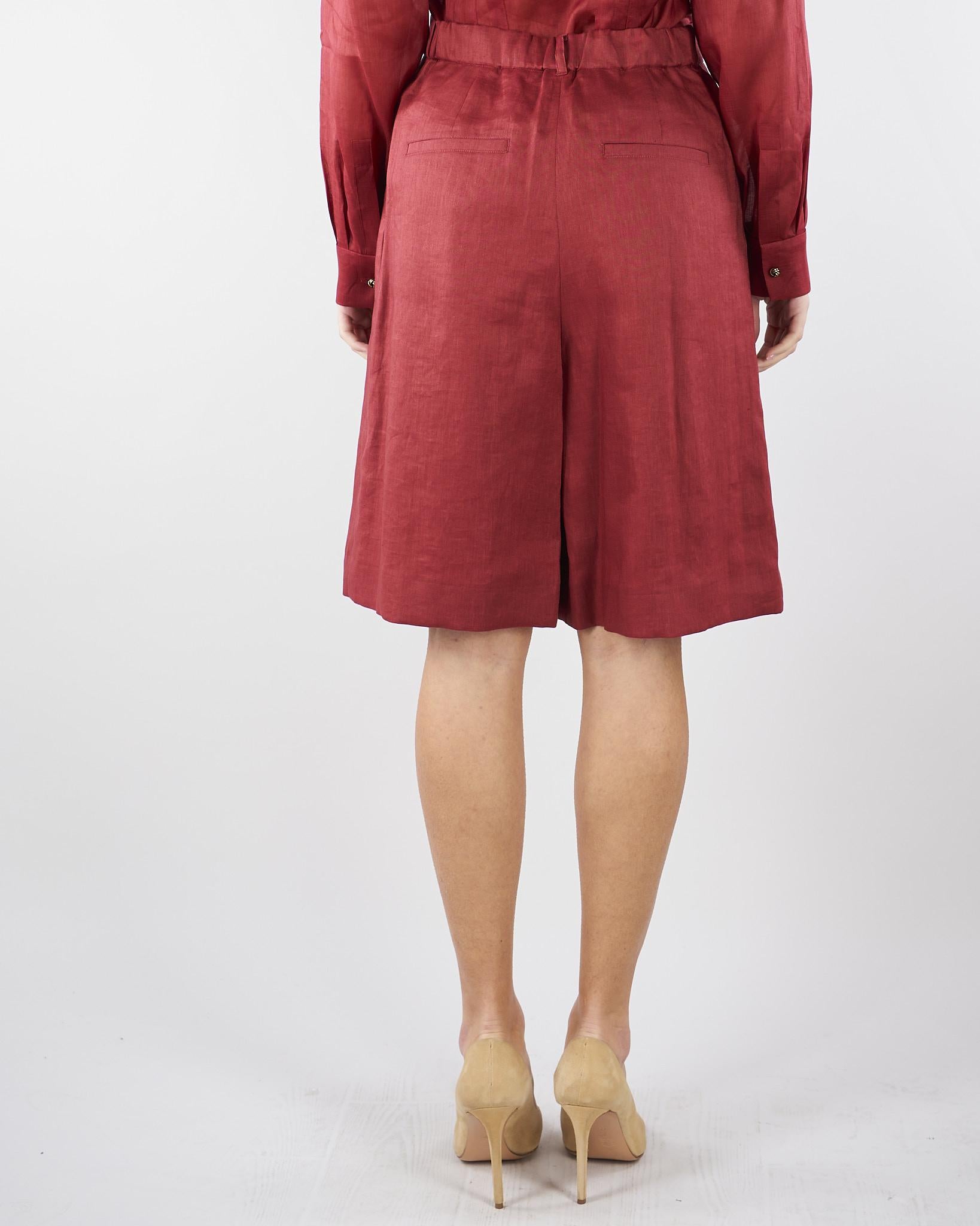 Bermuda Rosso lungo in tela di lino MSTCARAVAN 32 MAX MARA STUDIO 