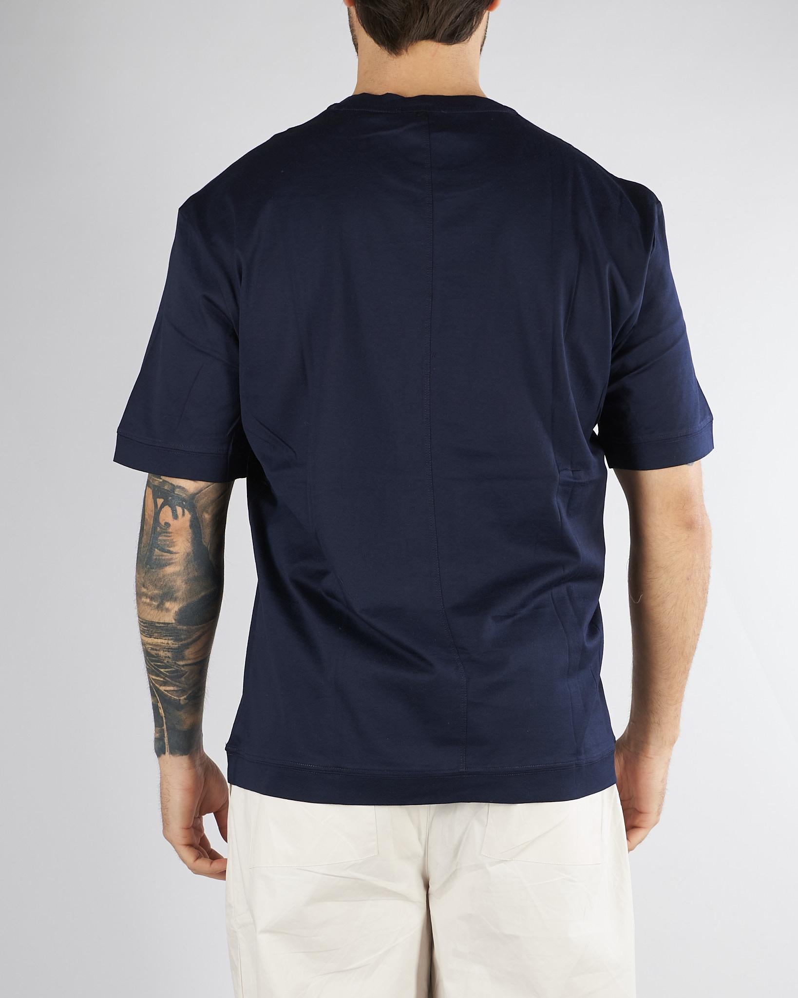 T-shirt Blu in jersey lucido F0134054 6685 PAOLO PECORA 