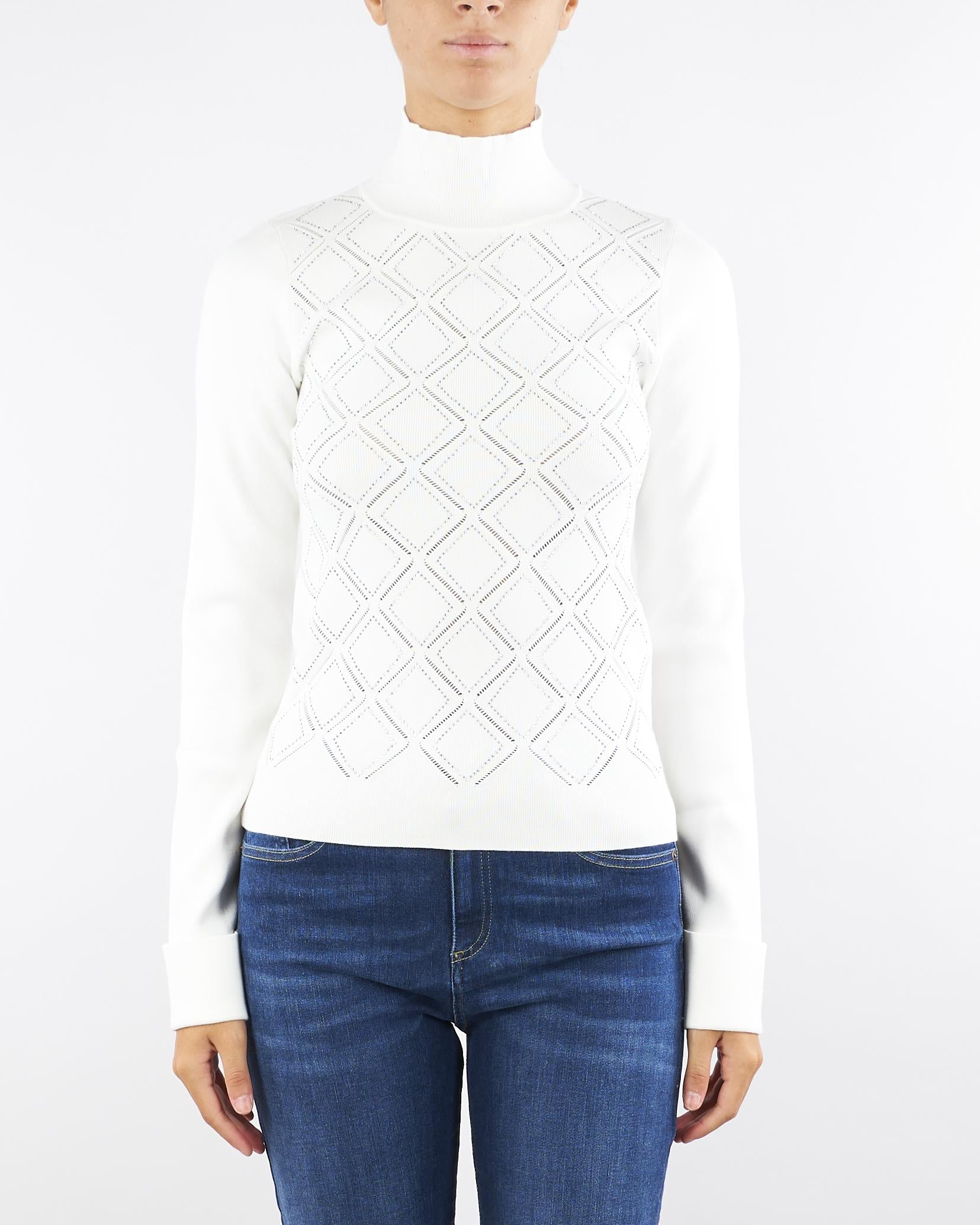 Maglia Bianco Fitted con strass RF5114MS99E 10602 BLUGIRL 