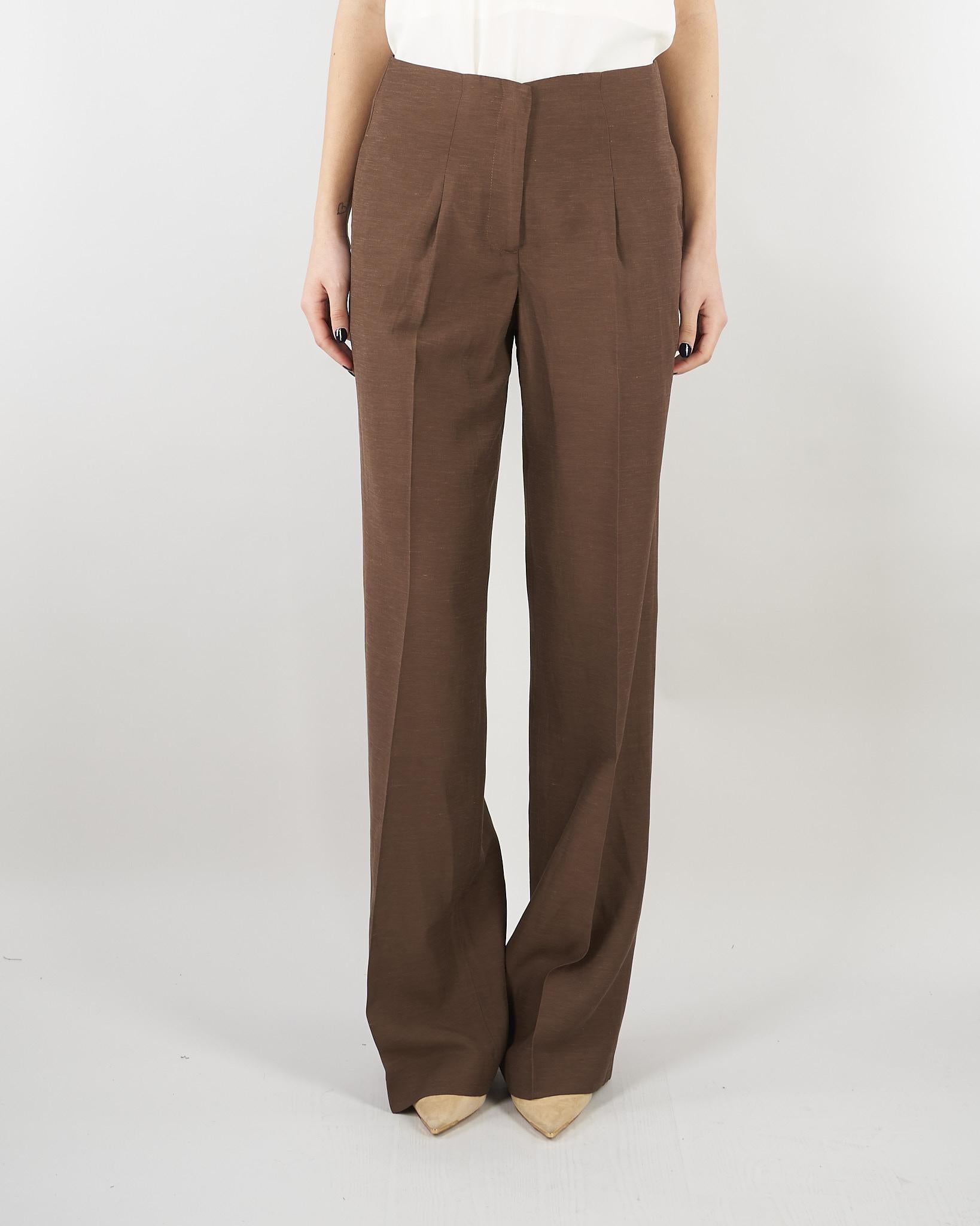 Pantaloni Cioccolato wide leg in misto lino RA6094T8823 90913 BLUGIRL 
