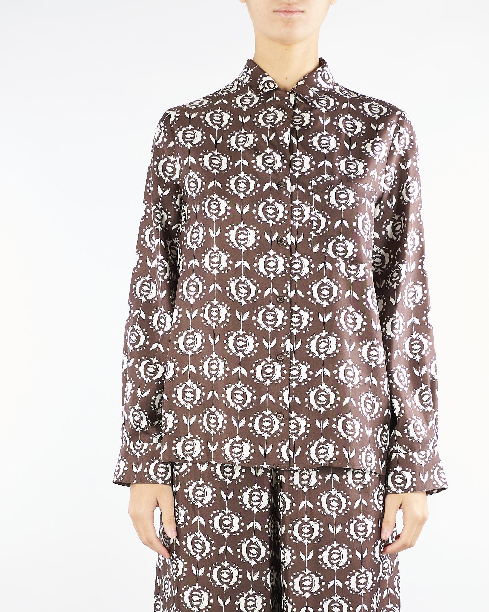 Camicia Marrone in seta stampata ONCIA 1 MAX MARA WEEKEND 