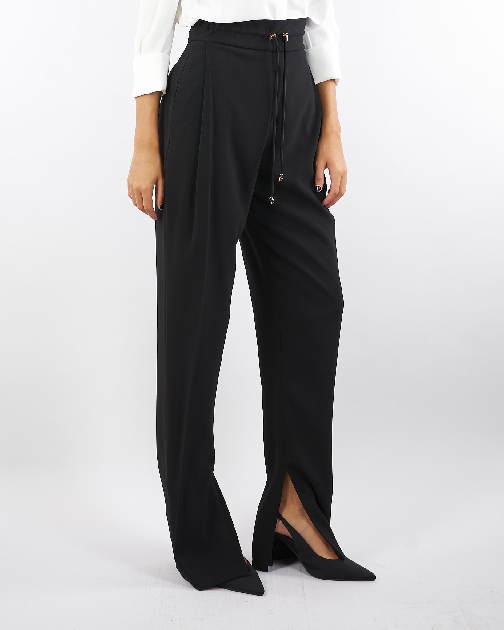 Pantaloni Nero in crêpe leggero PA11757E2 110 ELISABETTA FRANCHI 
