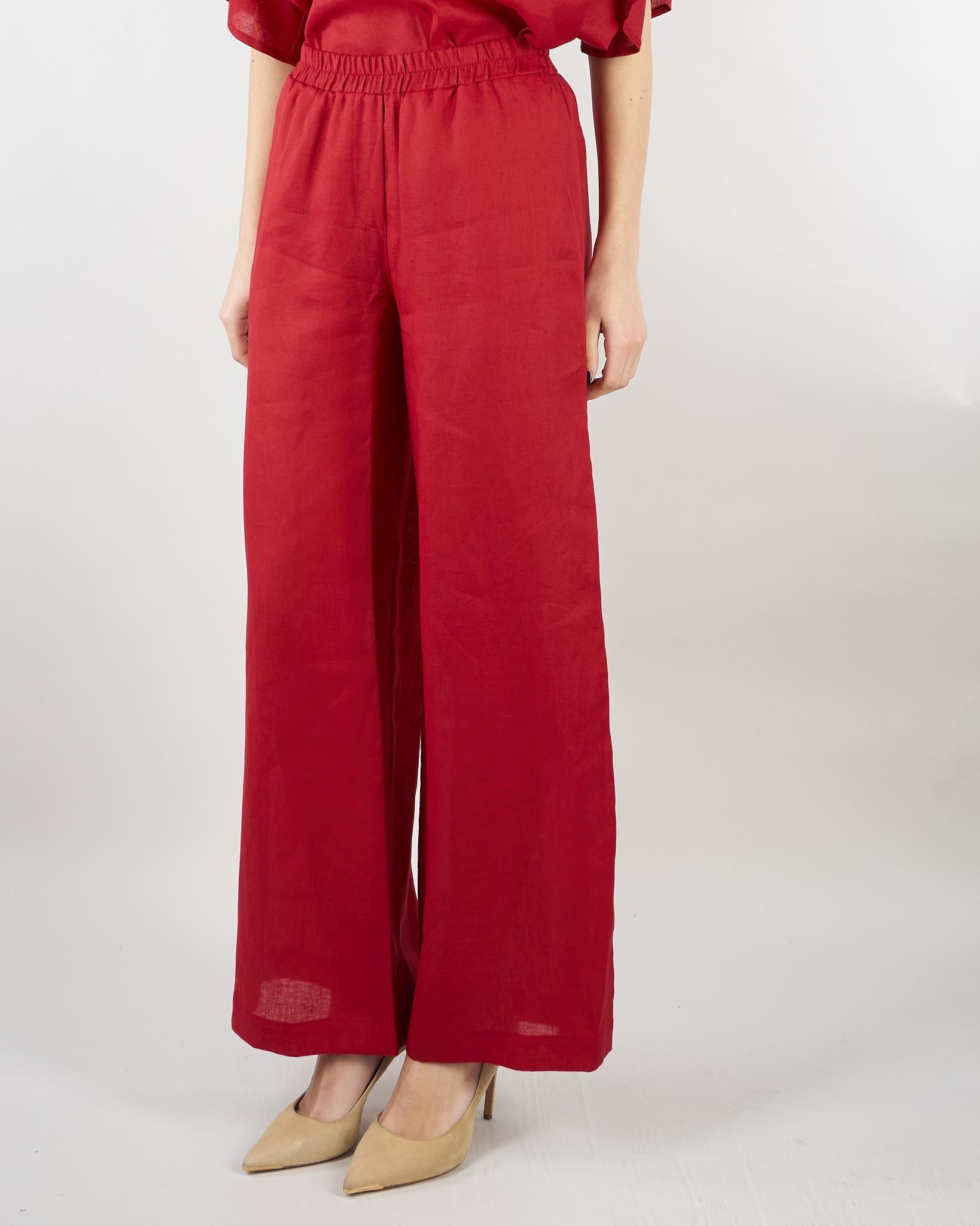 Pantalone Rosso in lino wide leg SP5LE038 4031 ICONA 