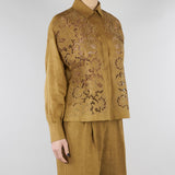 Camicia Senape boxy in tela ramié con ricamo MSTCALI 53 MAX MARA STUDIO 