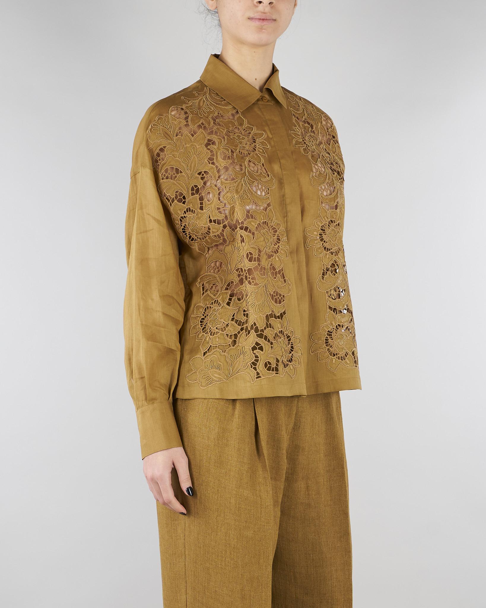 Camicia Senape boxy in tela ramié con ricamo MSTCALI 53 MAX MARA STUDIO 