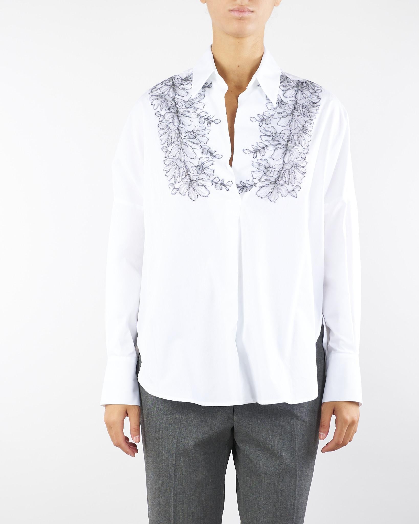 Camicia Bianco in cotone con ricamo in mohair D47EK015E33 MFA92 ERMANNO BY ERMANNO SCERVINO 