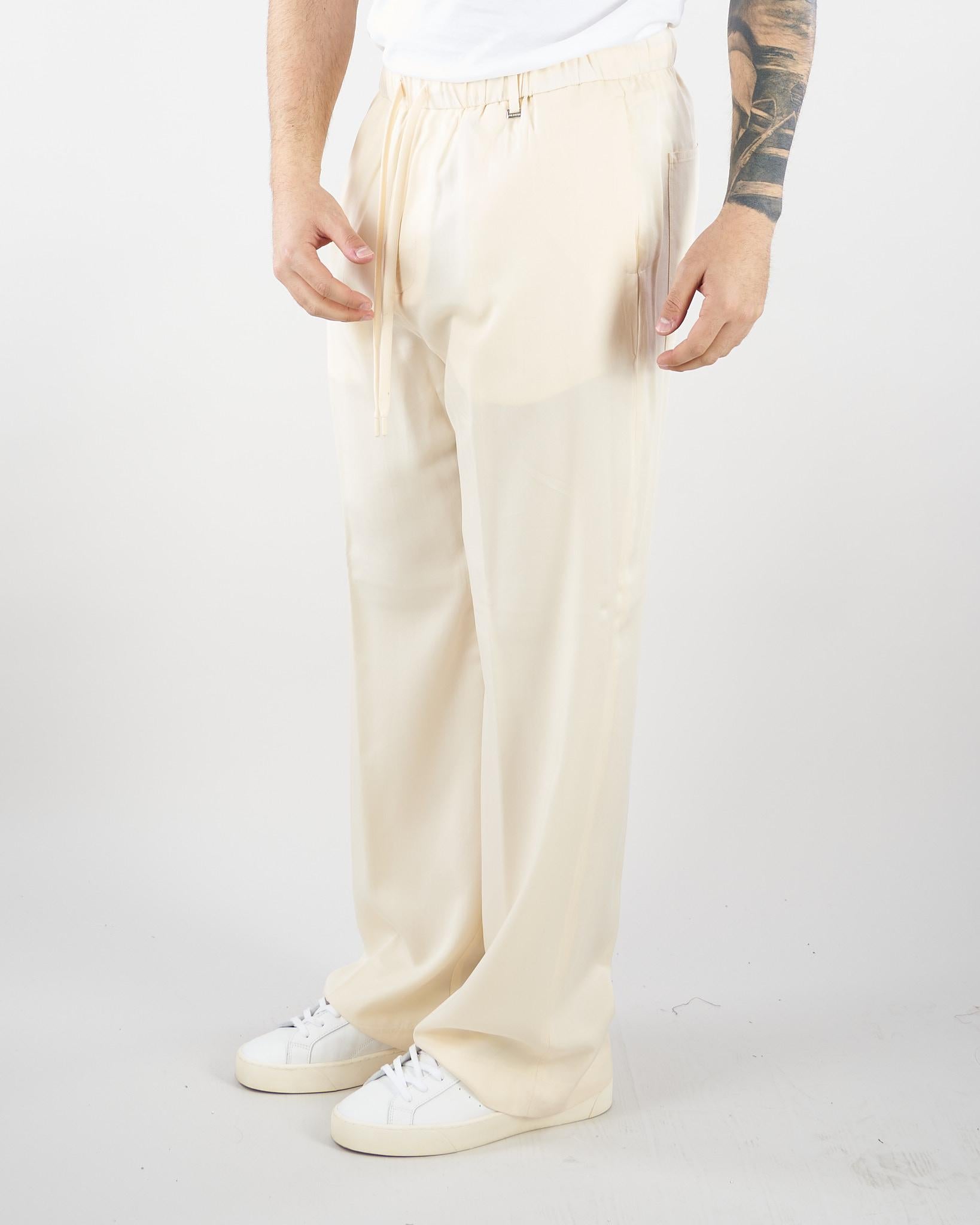Pantalone Panna in tessuto fluido con gamba e fondo ampio PA3696 2 I'M BRIAN 