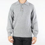 Maglia Polo Grigio in pura lana e cashmere relaxed fit F5PKMAKP256 100 A PAPER KID 